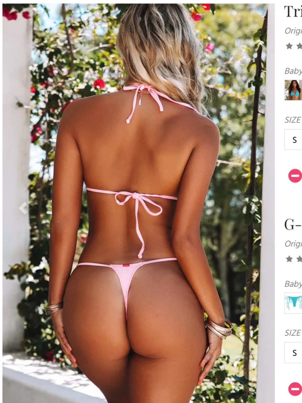 Dollcake Pink Triangle String Bikini Set top medium bottom large - Picture 11 of 11